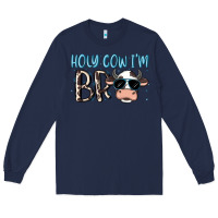 Navy holy cow i'm bro Long Sleeve Tee - MaliasSmallBusiness