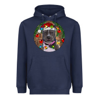 Navy Christmas Pitbull Heavyweight Hoodie - RanaPortraitStore