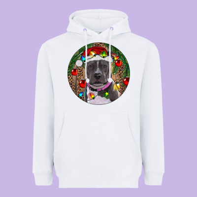 Christmas Pitbull Heavyweight Hoodie Designed By Ranaportraitstore