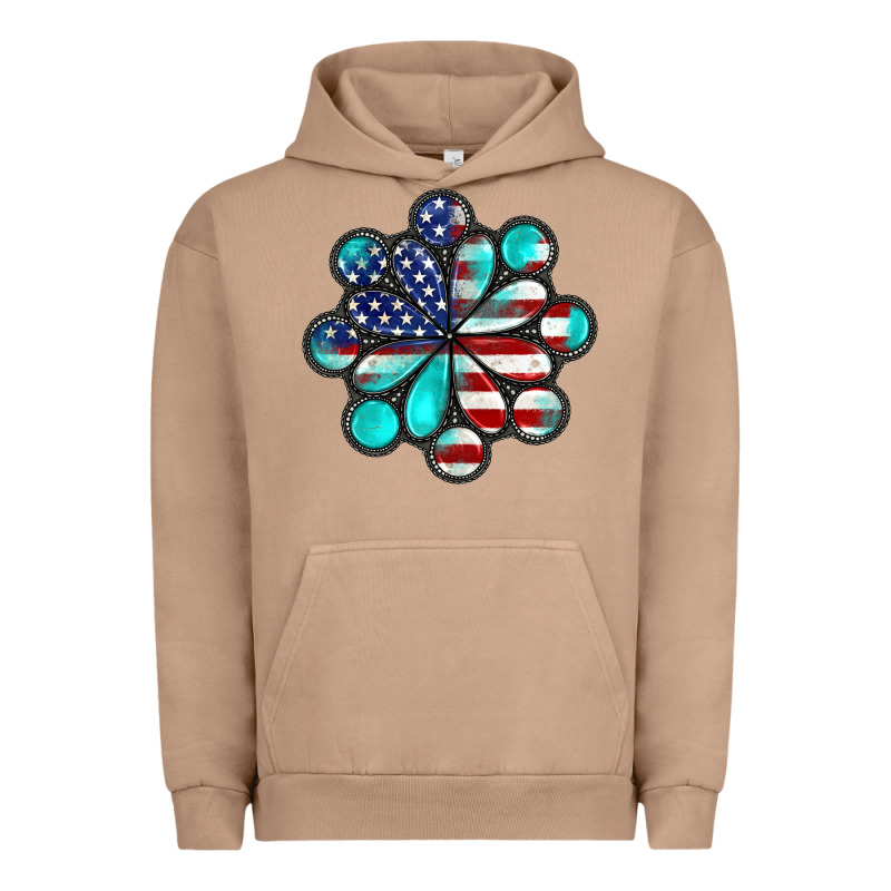 American Flag Turquoise Gemstone 4th Of July Urban Hoodie by CowGirlArtShop | Teevron