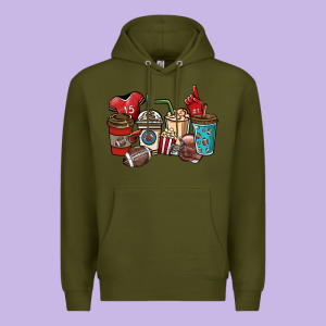 Football Coffee Cups Premium Hoodie Designed By Nancycooperartshop