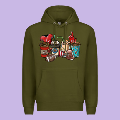 Football Coffee Cups Premium Hoodie Designed By Nancycooperartshop
