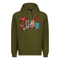 Army Green Football coffee cups Premium Hoodie - NancyCooperArtShop