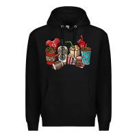 Black Football coffee cups Premium Hoodie - NancyCooperArtShop