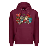 Burgundy Football coffee cups Premium Hoodie - NancyCooperArtShop