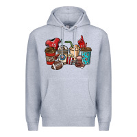 Heather Grey Football coffee cups Premium Hoodie - NancyCooperArtShop