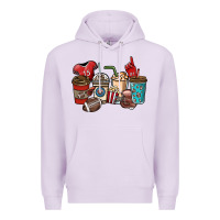 Lilac Football coffee cups Premium Hoodie - NancyCooperArtShop