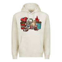 Oatmeal Heather Football coffee cups Premium Hoodie - NancyCooperArtShop