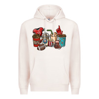 Pale Pink Football coffee cups Premium Hoodie - NancyCooperArtShop