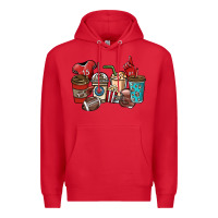 Red Football coffee cups Premium Hoodie - NancyCooperArtShop