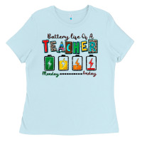 Baby Blue battery life of a teacher Ladies Tee - Zillion Design Studio