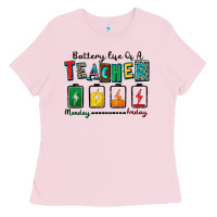 Bubblegum Pink battery life of a teacher Ladies Tee - Zillion Design Studio