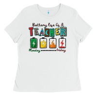 White battery life of a teacher Ladies Tee - Zillion Design Studio