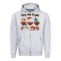 Heather Grey tipsy and bright christmas Zipper Hoodie - MaliasSmallBusiness
