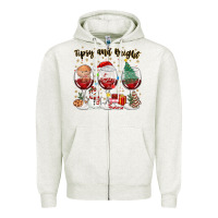 Oatmeal Heather tipsy and bright christmas Zipper Hoodie - MaliasSmallBusiness