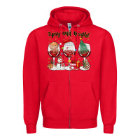 Red tipsy and bright christmas Zipper Hoodie - MaliasSmallBusiness