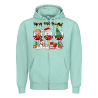 Seafoam tipsy and bright christmas Zipper Hoodie - MaliasSmallBusiness