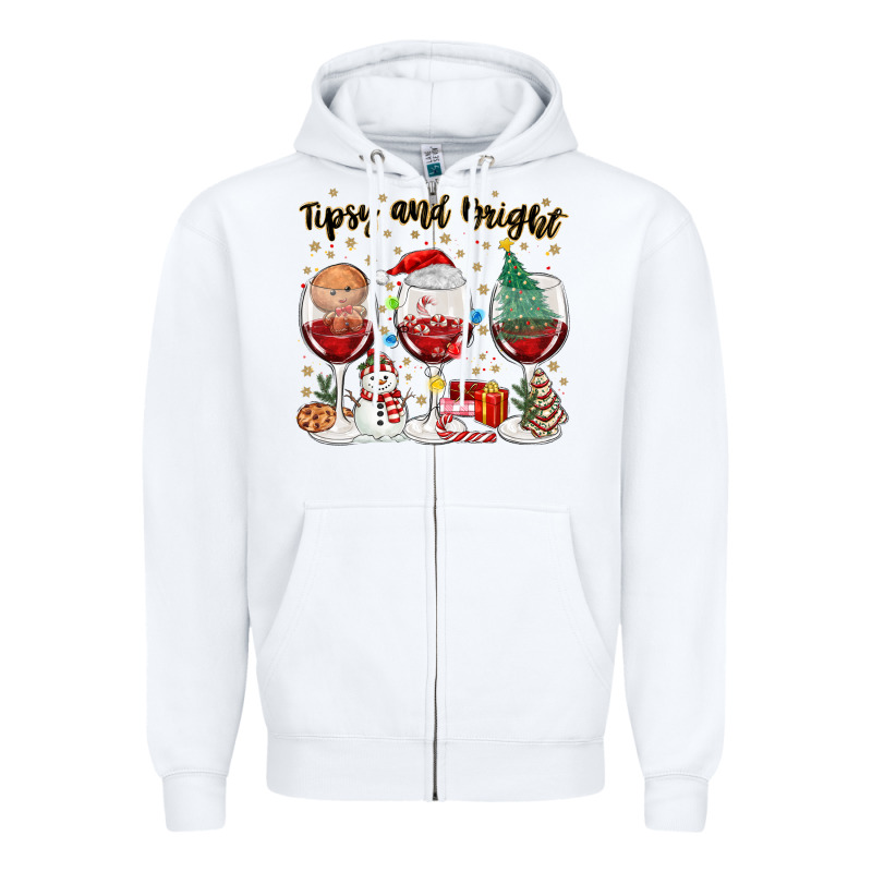 Tipsy And Bright Christmas Zipper Hoodie by MaliasSmallBusiness | Teevron