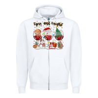 White tipsy and bright christmas Zipper Hoodie - MaliasSmallBusiness