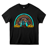 Black western cowboy boots sunflowers rainbow Heavy Core Tee - RanaPortraitStore