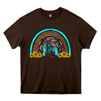 Chocolate Brown western cowboy boots sunflowers rainbow Heavy Core Tee - RanaPortraitStore