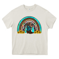 Cream western cowboy boots sunflowers rainbow Heavy Core Tee - RanaPortraitStore
