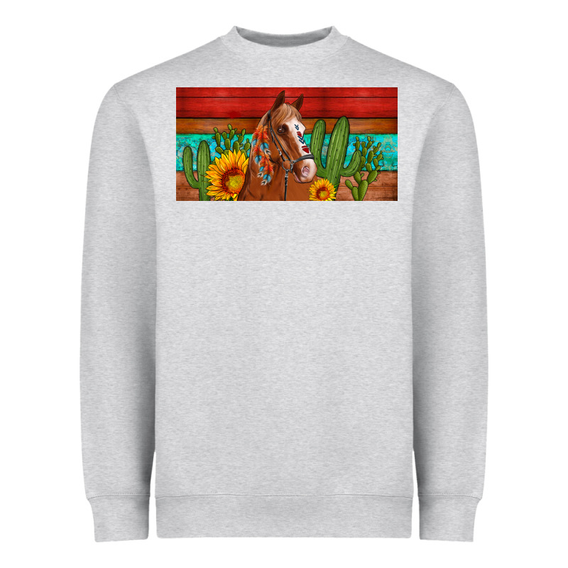 Aztec Horse Cactus And Sunflowers License Plate Template Heavyweight Sweatshirt by Artiststas | Teevron