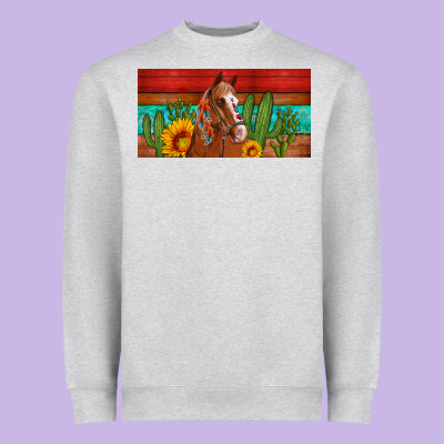 Aztec Horse Cactus And Sunflowers License Plate Template Heavyweight Sweatshirt Designed By Artiststas