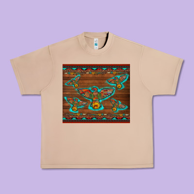Western Thunderbird And Arrow With Aztec Leopard Urban Heavy Tee Designed By Artiststas