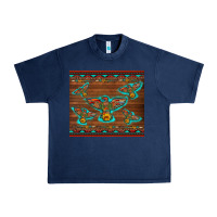 Navy western thunderbird and arrow with aztec leopard Urban Heavy Tee - Artiststas