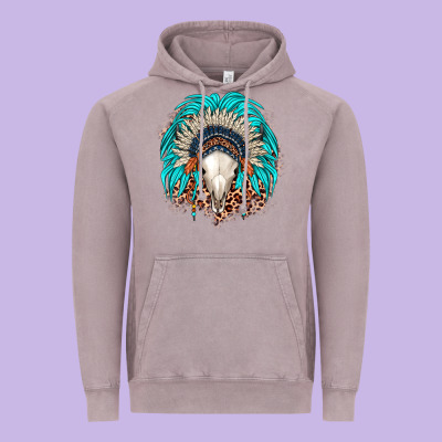 Bull Skull Indian Headdress Vintage Hoodie Designed By Jahusdesignshop