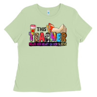 Matcha this teacher wears her heart on her sleeve Ladies Tee - Zillion Design Studio