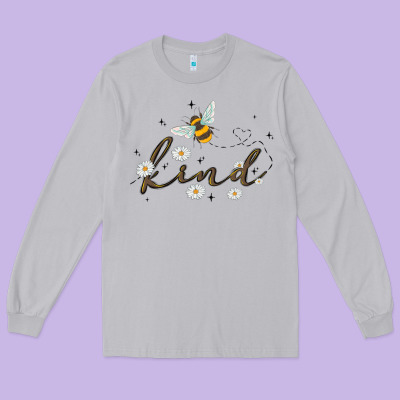 Bee Kind Long Sleeve Tee Designed By Maliassmallbusiness