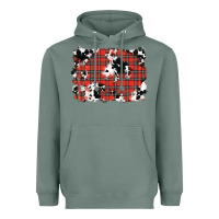 Sage Christmas Plaid Cowhide Pattern Background Heavyweight Hoodie - RanaPortraitStore
