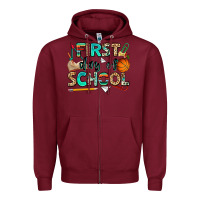Burgundy first day of school Zipper Hoodie - NancyCooperArtShop