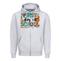 Heather Grey first day of school Zipper Hoodie - NancyCooperArtShop