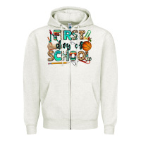 Oatmeal Heather first day of school Zipper Hoodie - NancyCooperArtShop