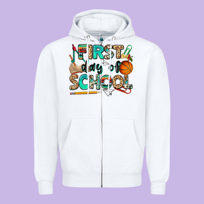 First Day Of School Zipper Hoodie Designed By Nancycooperartshop