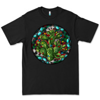 Black Christmas Santa Claus round Premium Tee - RanaPortraitStore