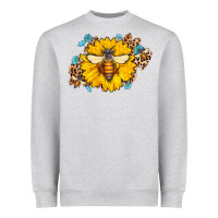 Heather Grey bee sunflower leopard Heavyweight Sweatshirt - AdoDesignShop