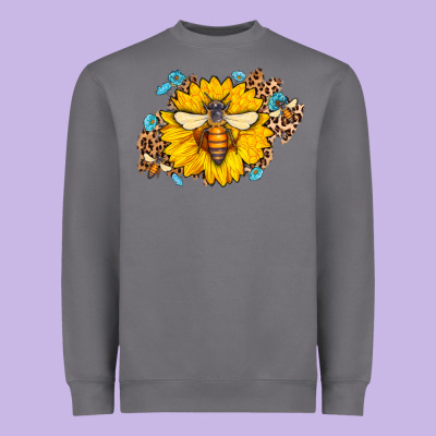 Bee Sunflower Leopard Heavyweight Sweatshirt Designed By Adodesignshop