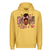 Antique Gold Afro Messy Bun Mom Life Premium Hoodie - texasbilliewilder