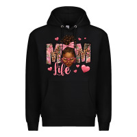 Black Afro Messy Bun Mom Life Premium Hoodie - texasbilliewilder