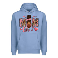 Colony Blue Afro Messy Bun Mom Life Premium Hoodie - texasbilliewilder