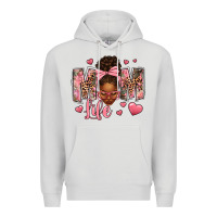 Dove Grey Afro Messy Bun Mom Life Premium Hoodie - texasbilliewilder