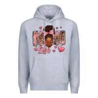Heather Grey Afro Messy Bun Mom Life Premium Hoodie - texasbilliewilder