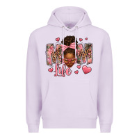 Lilac Afro Messy Bun Mom Life Premium Hoodie - texasbilliewilder