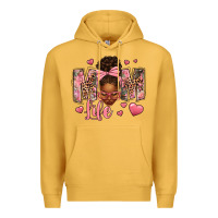 Mustard Afro Messy Bun Mom Life Premium Hoodie - texasbilliewilder