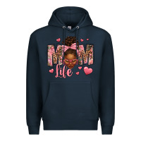 Navy Afro Messy Bun Mom Life Premium Hoodie - texasbilliewilder