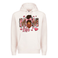 Pale Pink Afro Messy Bun Mom Life Premium Hoodie - texasbilliewilder